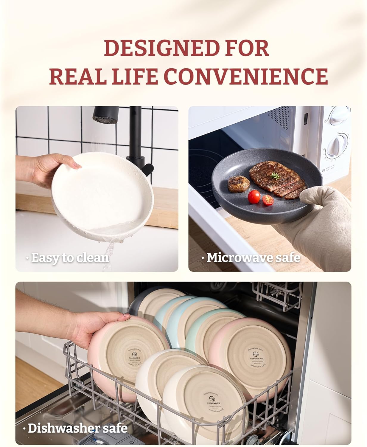 famiware Milkyway 33 oz Bowl Set, Pasta Bowls Set of 4, Salad Bowls, Double Reactive Glaze, Sturdy & Stackable, Ideal for Housewarming, Festivals, Dark Charcoal & White Full Glaze Matte