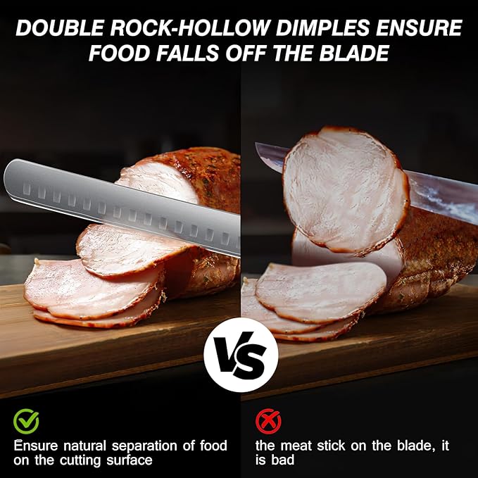 Brisket Slicing Knife, 11.6 Inch Carving Knife, Japanese High Carbon Steel Slicing Knives with G10 Handle, Full Tang Ultra Sharp Meat Cleaver for BBQ, Turkey, Roast, Brisket