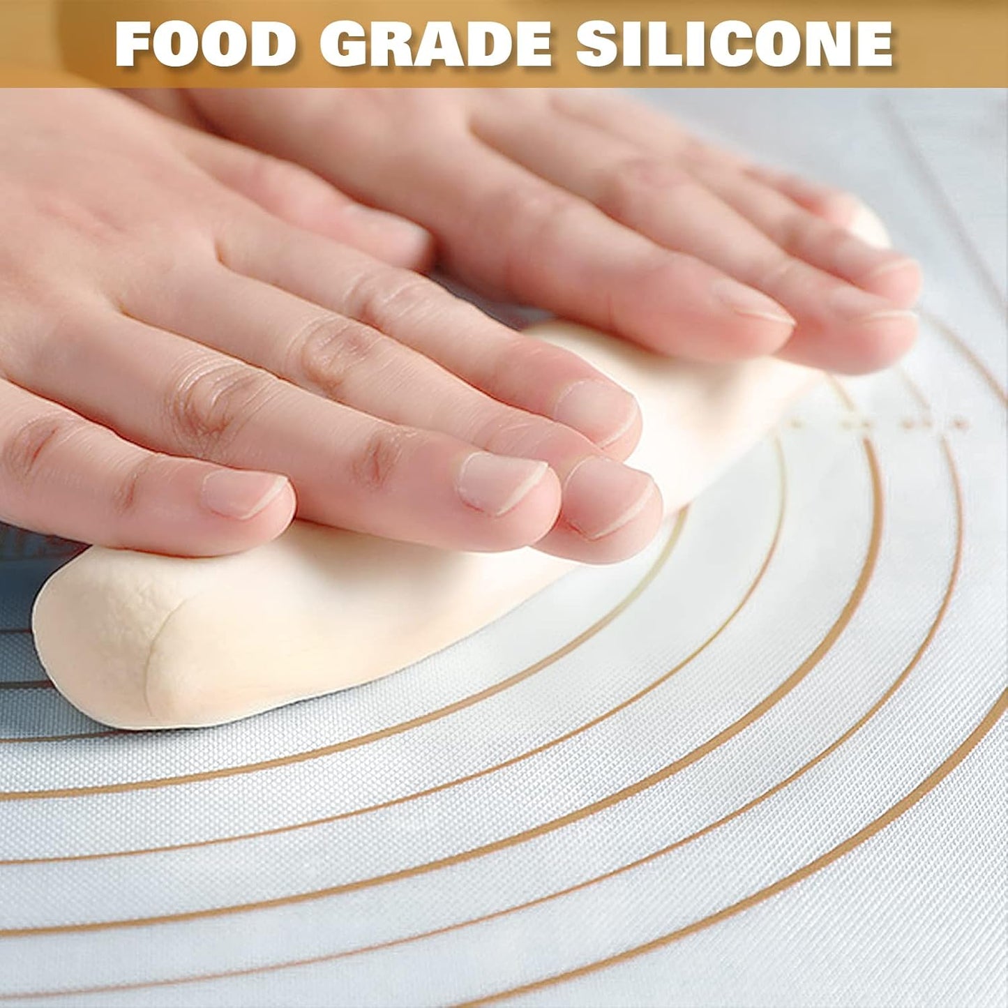 Large Silicone Pastry Mat Extra Thick Non Stick Baking Mat with Measurement Fondant Mat, Counter Mat, Dough Rolling Mat, Oven Liner, Pie Crust Mat (L-16''(W)24''(L), Gold)