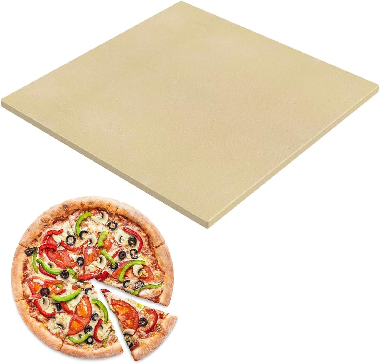 SafBbcue Square Cordierite Pizza Stone Ideal for Ooni Koda & Fyra 12 Uuni Pizza Oven Most Similar Size Oven and Grill 13.2" x 13.2" x 0.4" Ceramic Baking Stone BBQ Baking Accessories