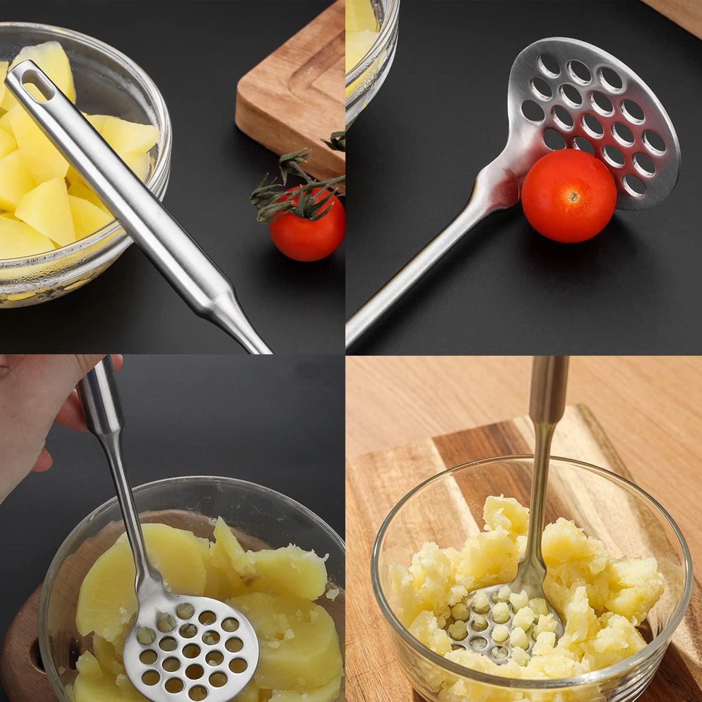 Potato Masher, Stainless Steel Potato Masher,Large Heavy Duty Metal Mashing Utensil Kitchen Tool,Silver,1 Pieces,7.8 Inch