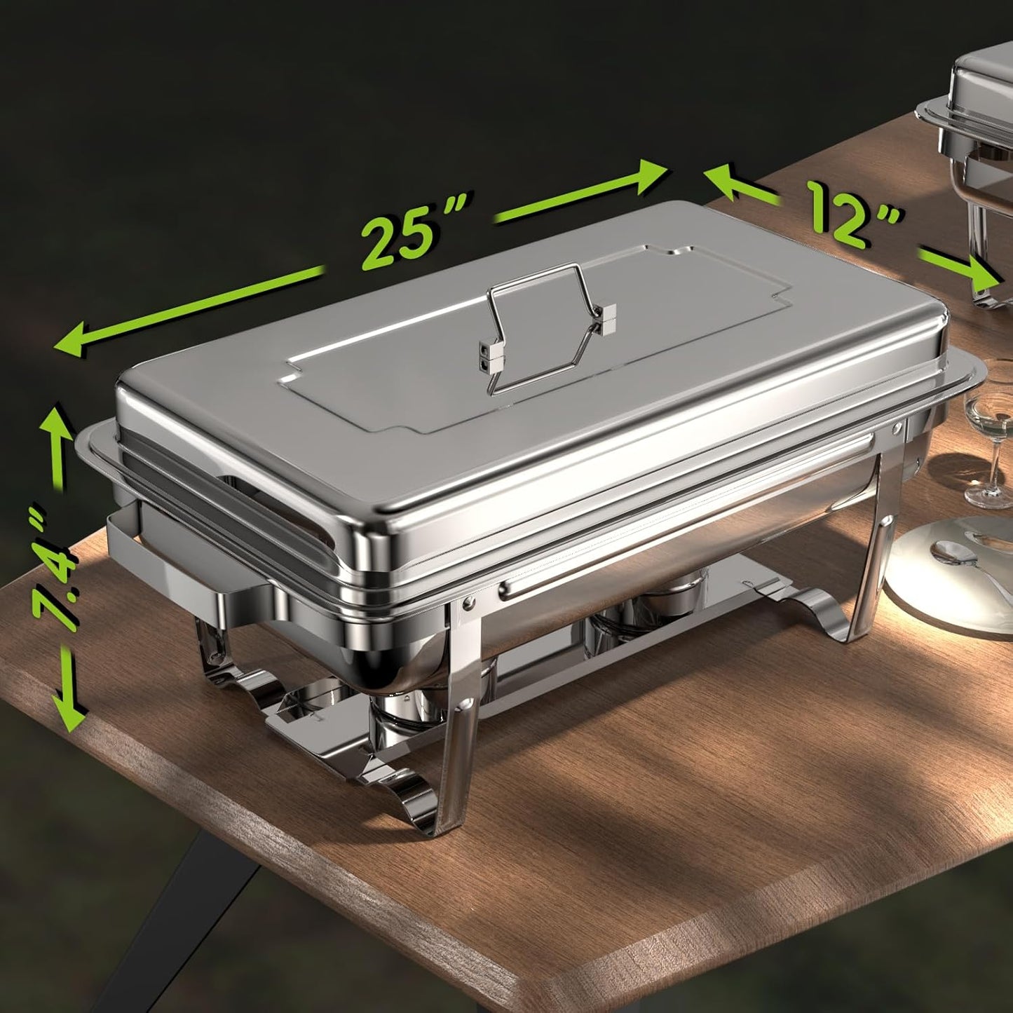 sifer 9Qt 2Pack [Multi-Size] Chafing Dish for Buffet | 80% Faster Screwless Assembly & Stackable Design for Wedding/Home/Christmas Buffets