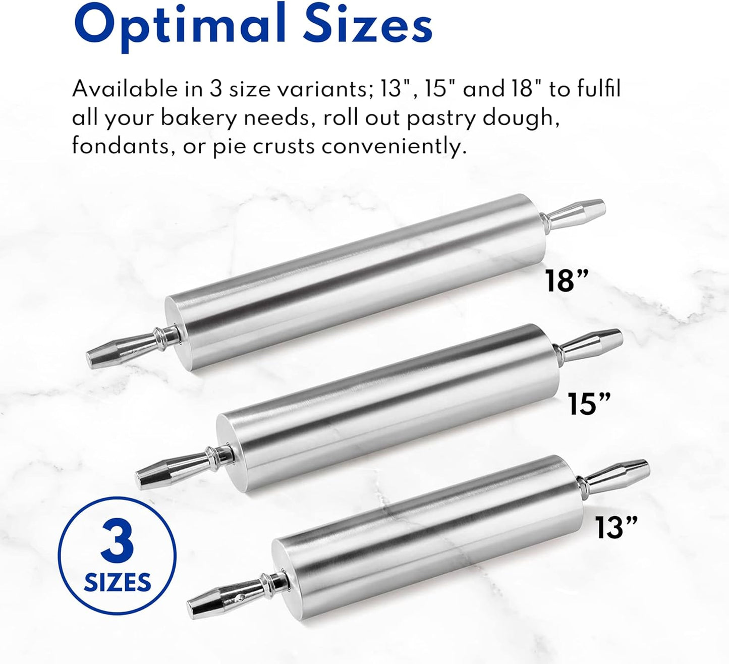 New Star Foodservice - Extra Heavy Duty Restaurant Aluminum Rolling Pin (15-Inch)