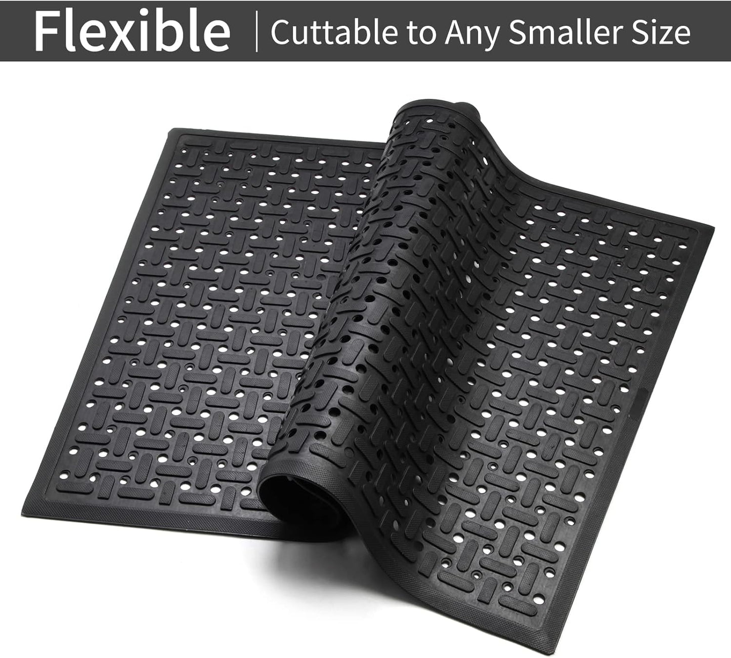 Rubber Non-Slip Waterproof Floor Mat Heavy Duty Anti-Fatigue Mats 33"x57" for Wet or Snow Deck, Restaurant Bar Kitchen Yard Boat