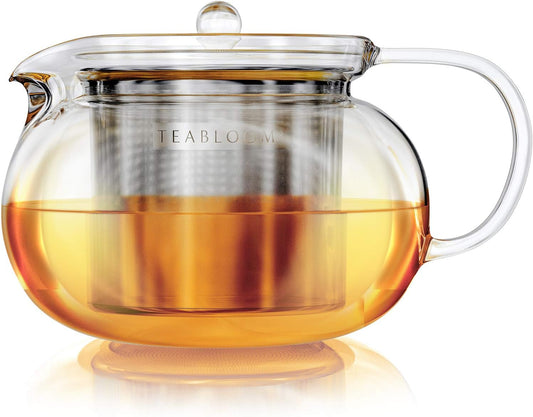 Teabloom Kyoto 2-in-1 Tea Kettle/Tea Maker – Heatproof Glass Teapot with Removable Loose Tea Filter – Tea Connoisseur's Choice