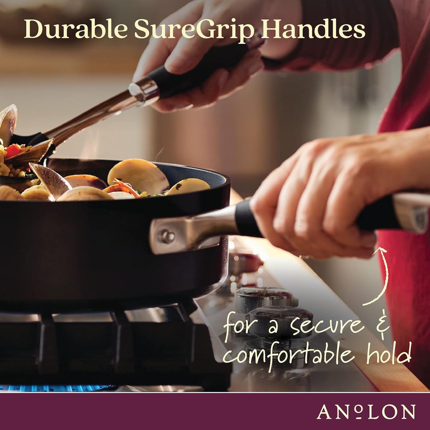 Anolon Advanced Home Hard-Anodized Nonstick Wide Stock Pot/Stockpot (7.5-Quart, Onyx)