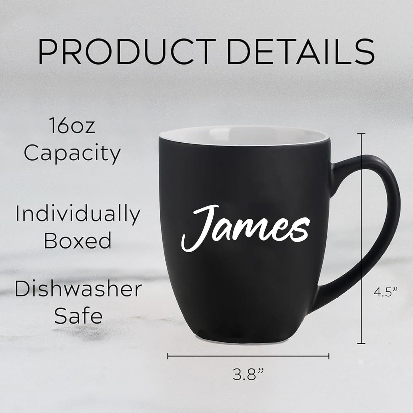 Personalized Coffee Mug - 15oz Engraved Mug with Custom Text & Name, Initials Monogram Tea Cup Gifts for Men & Women, Birthdays, Mother's Day, Anniversary, Customized Coffee Cup, Tazas Personalizadas