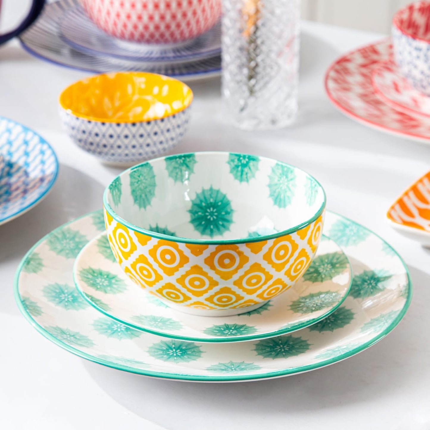 Ceramic Dessert Bowls Set - 11 Oz Porcelain Ice Cream Bowl for kitchen - 4.7 Inch Small Cereal Bowl for Salad, Fruits, Ramen - Microwave Dishwasher Safe - Set of 6 - Assorted Colors