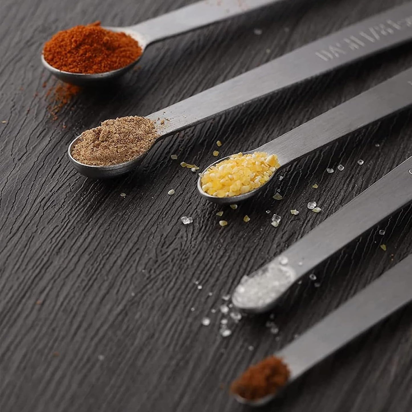 Stainless Steel Mini Measuring Spoons Set of 5 – Precise Teaspoon Measuring Tools 1/64, 1/32, 1/16, 1/8, 1/4 Tsp – Small Spice Measuring Spoons with Silicone Grip Handles & Storage Ring
