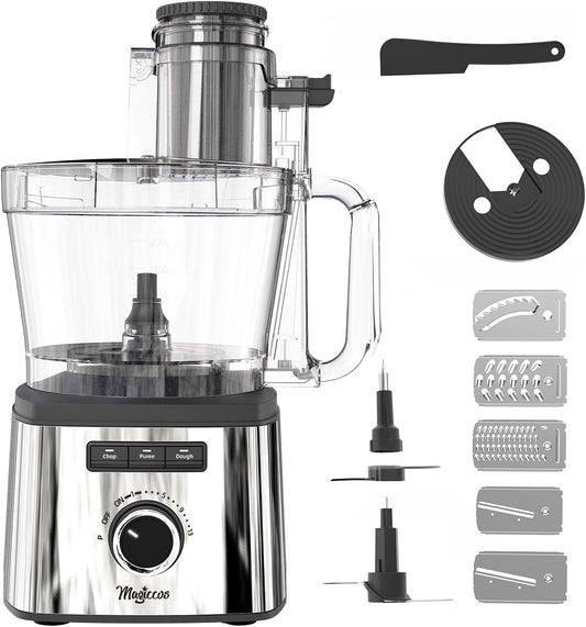 14-Cup Lemon Slicer Food-Processor - Large Feed Chute, 13 Speeds & Pulse, 3 Programs，Cheese Shredding, Cutting Fries, Meat Chopping, Shredding and Slicing, Mixing and Doughing, for Home Use