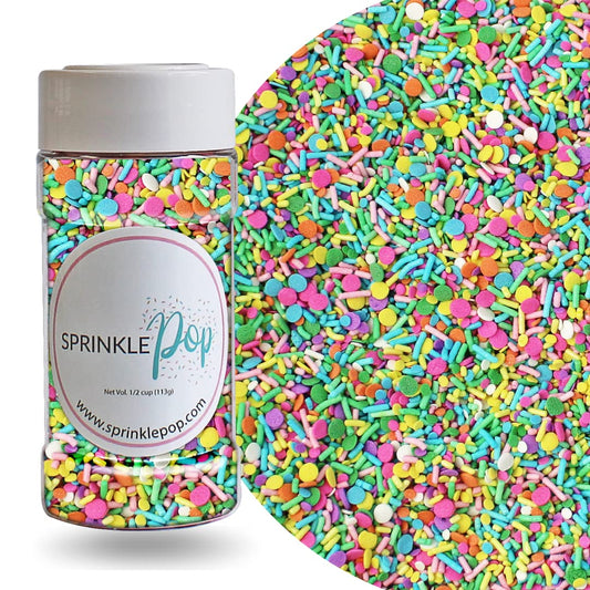 Pastel Party Sprinkles Mix | Made In USA By Sprinkle Pop| A Blend of Pink yellow Blue Green Purple Orange Lavender Mint Confetti Sprinkles| Easter Sprinkles For Decorating Cake Cupcakes Cookies, 2oz