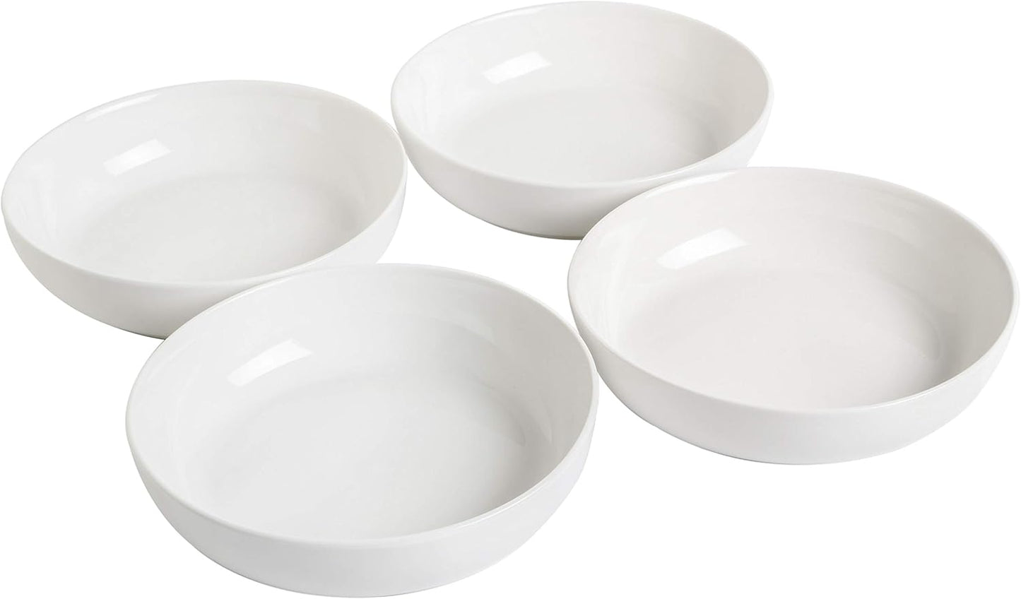 Gibson Home Zen Buffet 4-Piece 41oz Salad Bowls Porcelain Ceramic Chip and Scratch Resistant Pasta Bowl, Serving Bowls, Soup Bowls Set, Large Capacity, Dishwasher & Microwave Safe White