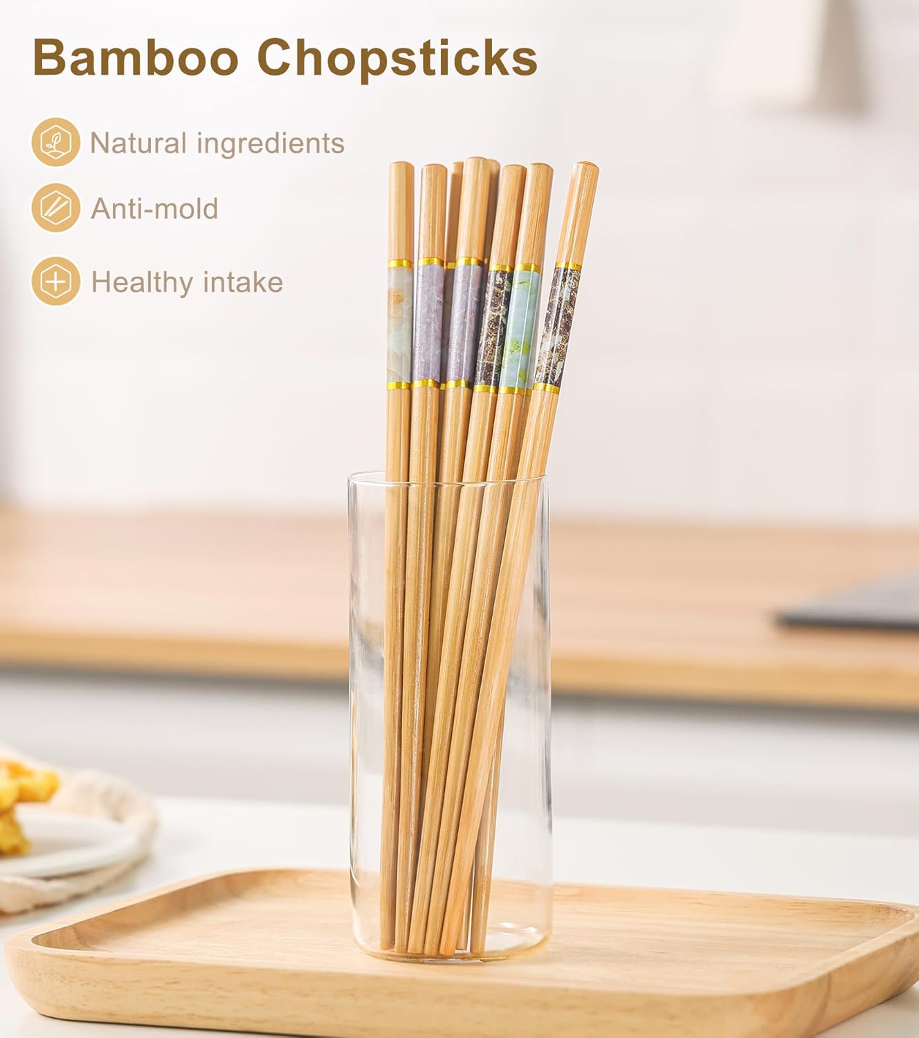 20Pairs Bamboo Chopstick Reusable Wooden Chop Sticks Washable Chinese Style 9.5Inch