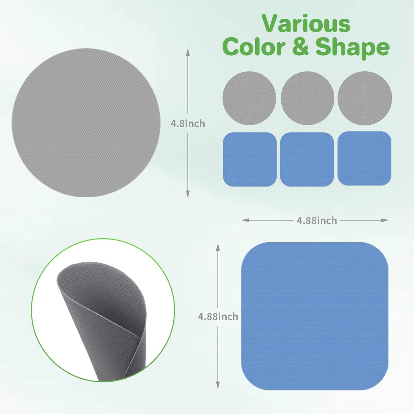 Leezmark 6pcs Jar Openers, Rubber Jar Opener Gripper Pads Kitchen Coasters Multi-function Jar Opener for Seniors with Arthritis Weak Hands(Gray, Blue)