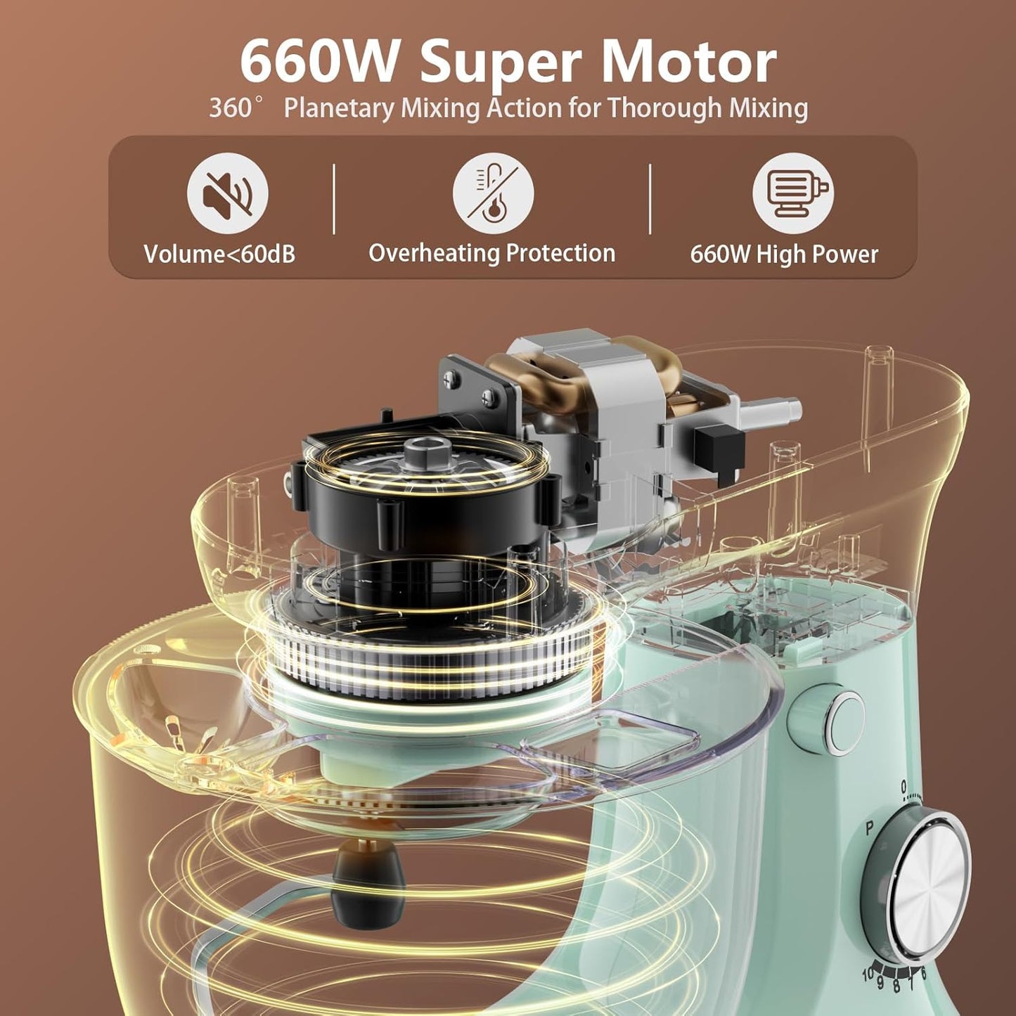 Electric Stand Mixer,10 Speeds Tilt-Head Food Mixer, 3-IN-1 Kitchen Mixer for Daily Cooks with Dishwasher-Safe 6QT Bowl,Dough Hook, Beater, Whisk (Agave Green)