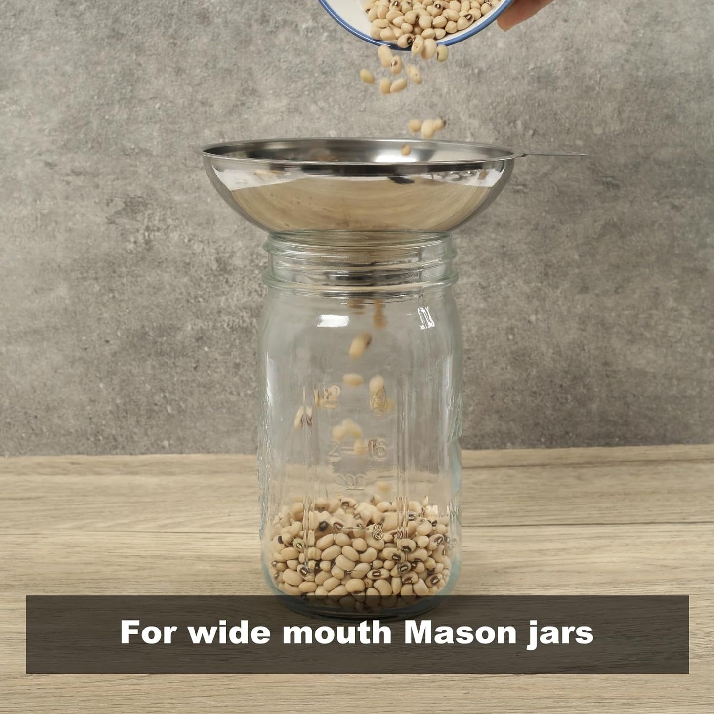 5.7 Inch X 2.78 Inch Mouth Metal Canning Funnel for Wide Mouth Mason Jars - Stainless Steel Wide Mouth Funnel for Kitchen Filling（Wide-mouth funnel without filter）