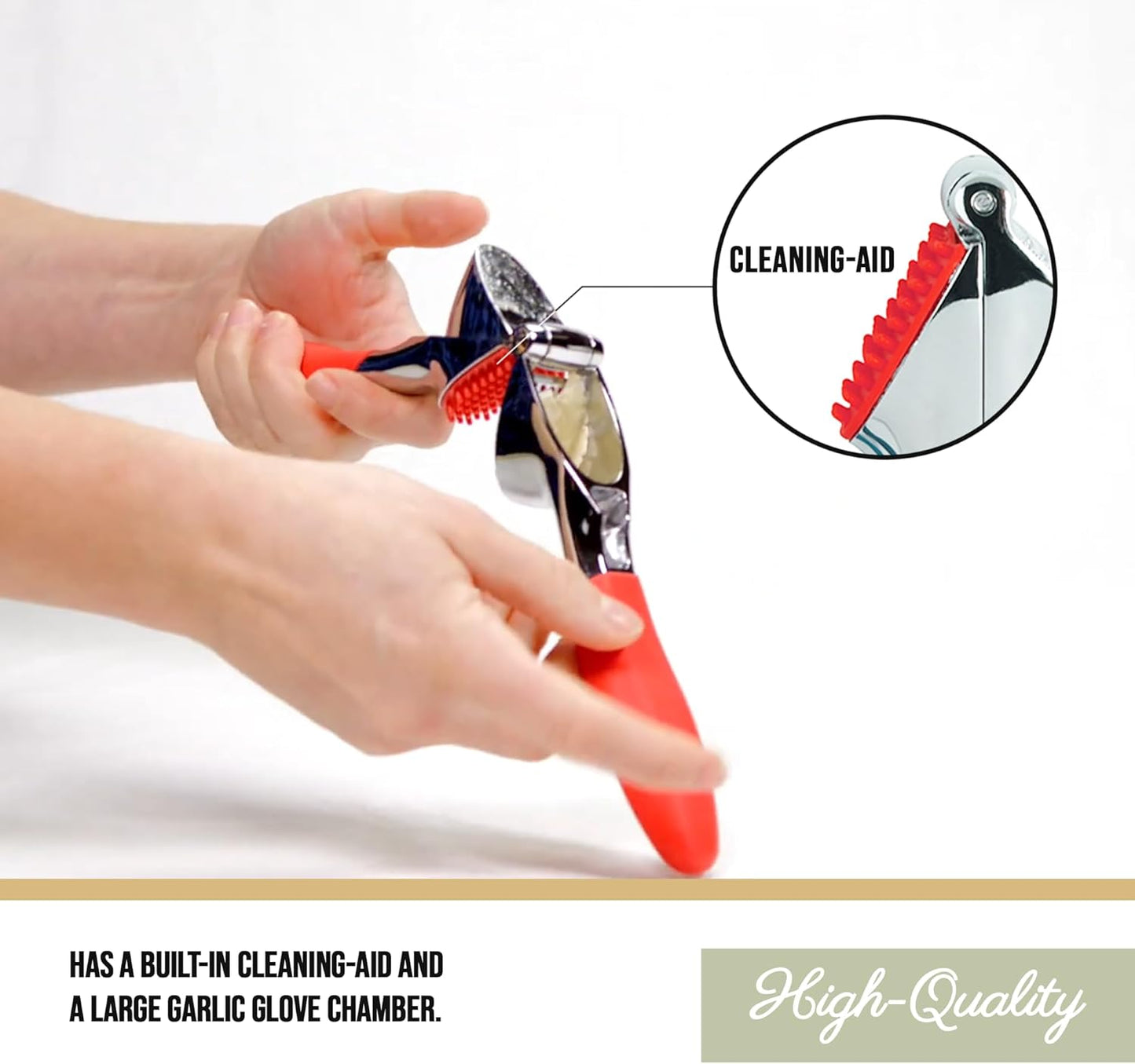 Trudeau Garlic Press - Effortless Garlic Crusher with Built-In Cleaning Aid, Large Garlic Chamber, Comfortable Ergonomic Handle, BPA-Free & Dishwasher-Safe - Quick and Easy Meal Preparation