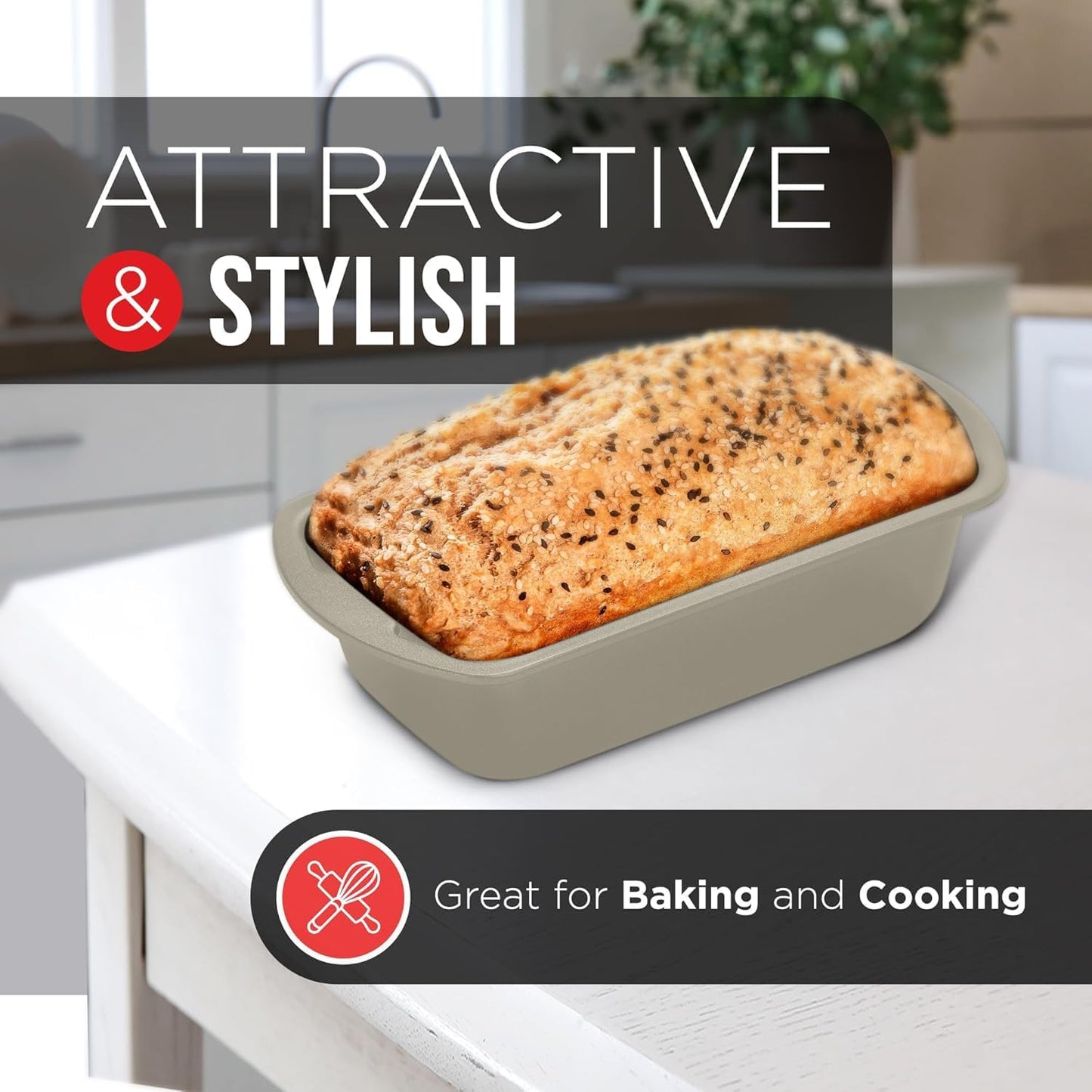 Nonstick Loaf Pan Set Pack of 4, 7" to 11" Large Baking Bread Pan, Oven Safe Up to 450°F, PFOA, PFOS, PTFE Free, Space Saving Stackable Design, Stain Resistant, Dishwasher Friendly, White Marble
