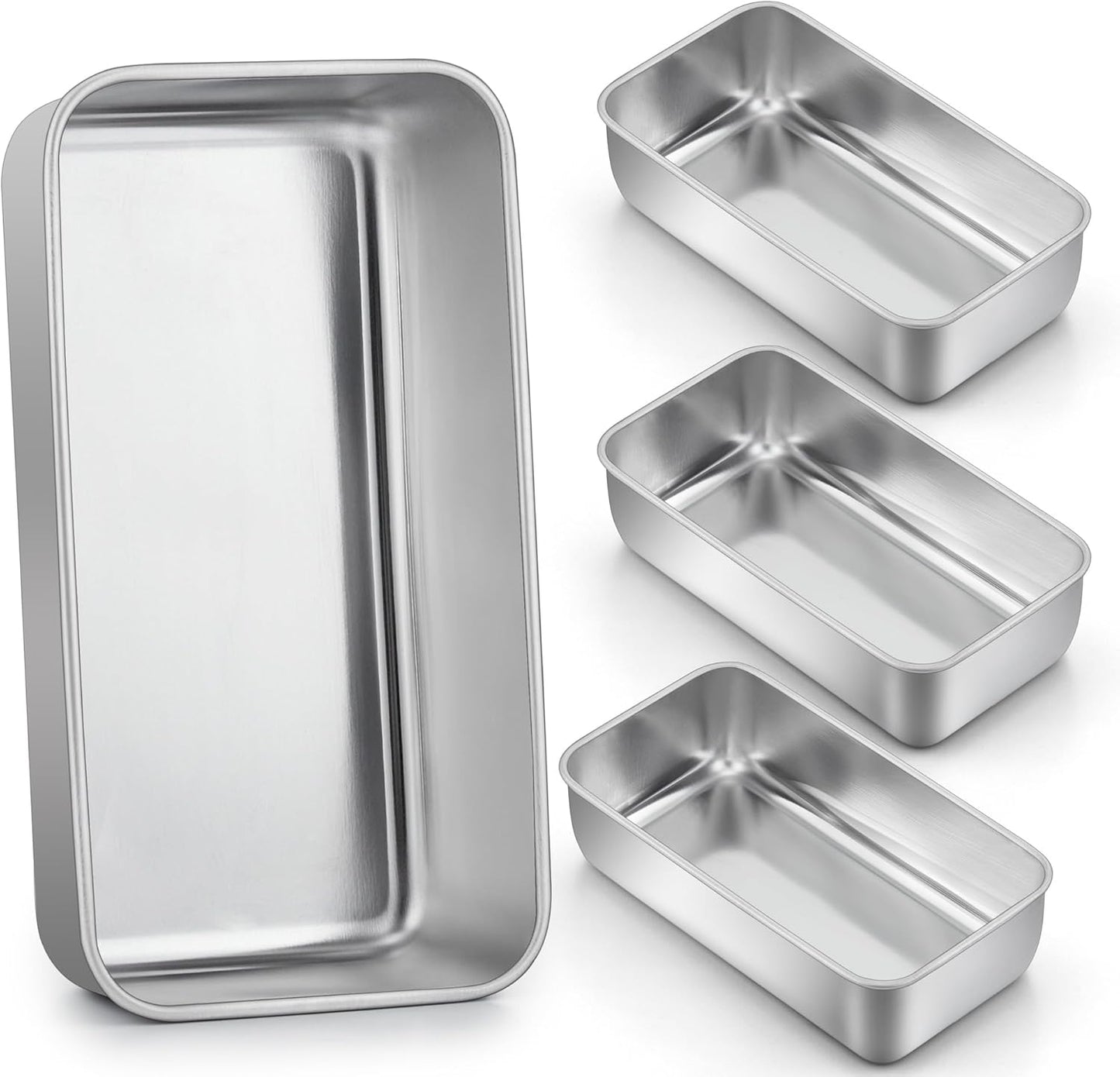 LIANYU 4 Pack Loaf Pans for Baking Bread, 9x5 Inch Bread Pan, Stainless Steel Meatloaf Baking Loaf Tin for Homemade Banana Sourdough, Dishwasher Safe