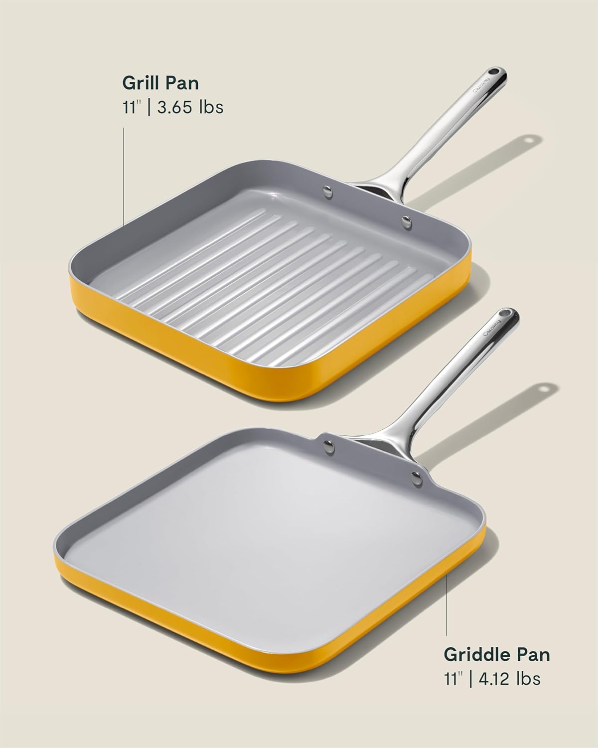 Caraway Griddle Pan & Grill Pan Duo - Non-Stick Ceramic Coated - Non Toxic, PTFE & PFOA Free - Oven Safe & Compatible with All Stovetops – Marigold