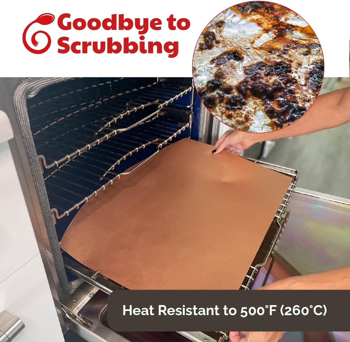 Cooks Innovations Non-Stick Oven Protector Mat - Heavy Duty Nonstick Oven Rack Liners to Protect Convection, Electric, Gas, & Microwave Ovens - BPA & PFOA Free Heat Resistant Baking Mat