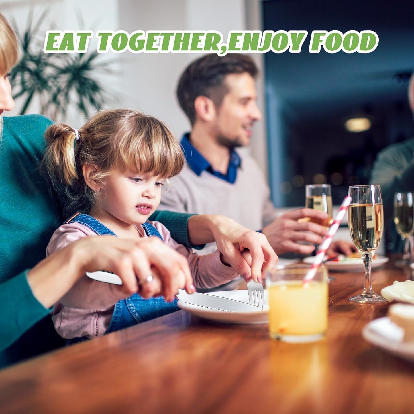 Nuenen 50 Pieces Stainless Steel Forks Silverware Set Dinner Forks and Knives Flatware Tableware Cutlery Set for Kitchen Restaurant(7.1 x 1 Inch, 8.4 x 0.7 Inch,Silver)