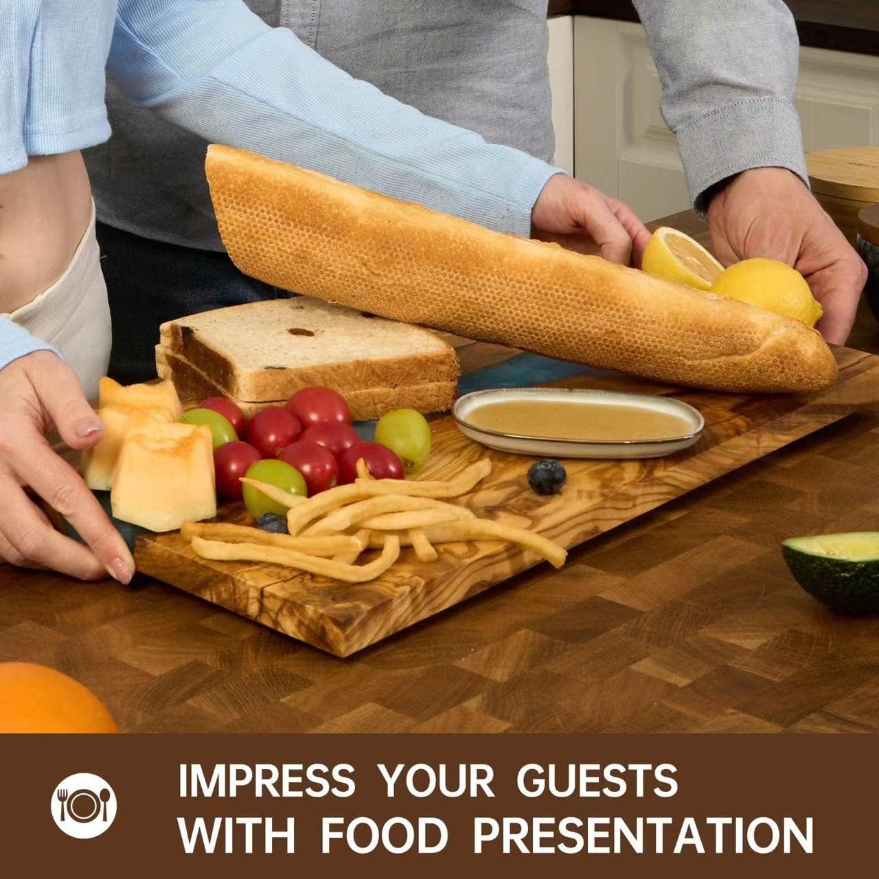 Italian Olive Wood luxury Cheese board with Resin, Charcuterie board, Chopping and Cutting Board for Meat Vegetable & Fruit, Wooden Epoxy Serving Board (Blue)