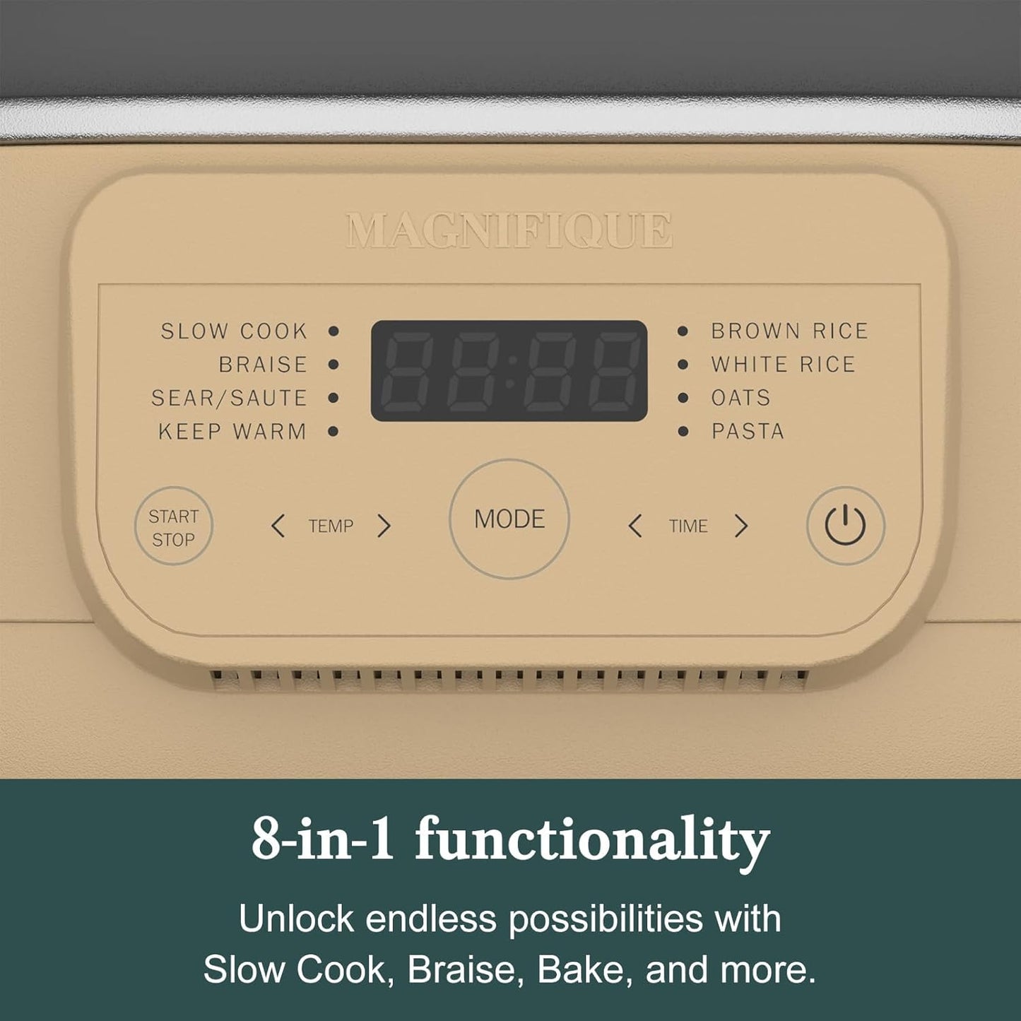 6 Quart Slow Cooker, with 8-in-1 Multi-Cooker, Casserole Programmable crock pot, Dutch Oven, Pasta, Nonstick, Oven Safe Pot to 500°F, Brown