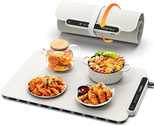 Food Warming Mat, iTRUSOU Electric Warming Tray Full Surface Heating to Keep Food Warm or Thawing, Versatile Food Warmer with 3 Temperature Setting for Parties Buffets Gatherings Holidays Daily Use