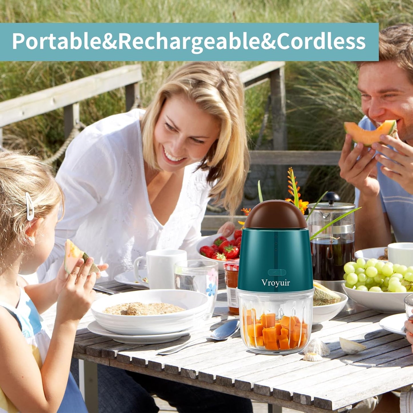 Mini Food Processor, Cordless Small Food Chopper & Blender for Meat,Vegetables,Fruit – 200W Portable,6 Sharp Blades–1.3 Cup (10 oz) Glass Container, Dishwasher Safe – Compact Kitchen Gadget (Green)