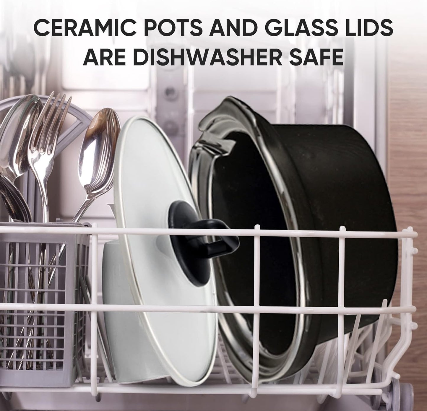 Sunvivi Dual Pot Slow Cooker, 2 Pot Small Mini Crock Buffet Server and Warmer, Upgraded Oval Ceramic Double Pot Buffet Food Warmer Adjustable Temp Glass Lid, Total 2.5 Quarts