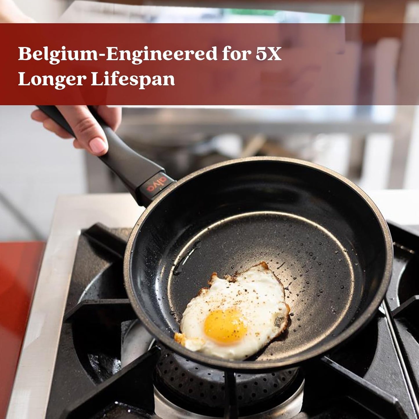 Alva Energy 3-Piece Nonstick Frying Pan Set – 8", 12.6", 11" Crepe Pan – PFAS-Free Ceramic Coating, Induction & Oven Safe, Even-Heat Aluminum, Stay-Cool Handles, Dishwasher Friendly