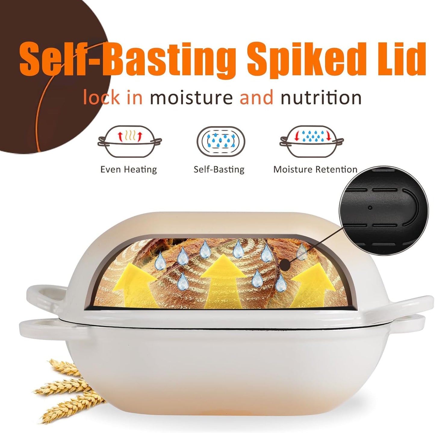 Enameled Cast Iron Bread Oven, 5QT Loaf Cast Iron Bread Pan with Lid, Oval Dutch Oven for Homemade Bread Baking (Gradient Caramel)