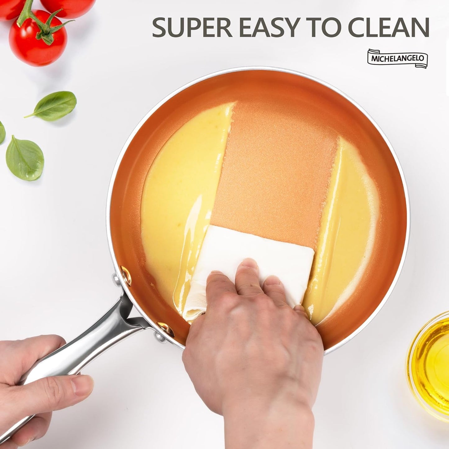 MICHELANGELO 2 Quart Saucepan with Steamer & Glass Lid - Nonstick Sauce Pan with Lid | Ceramic Steamer Pot, Induction Compatible, Oven Safe