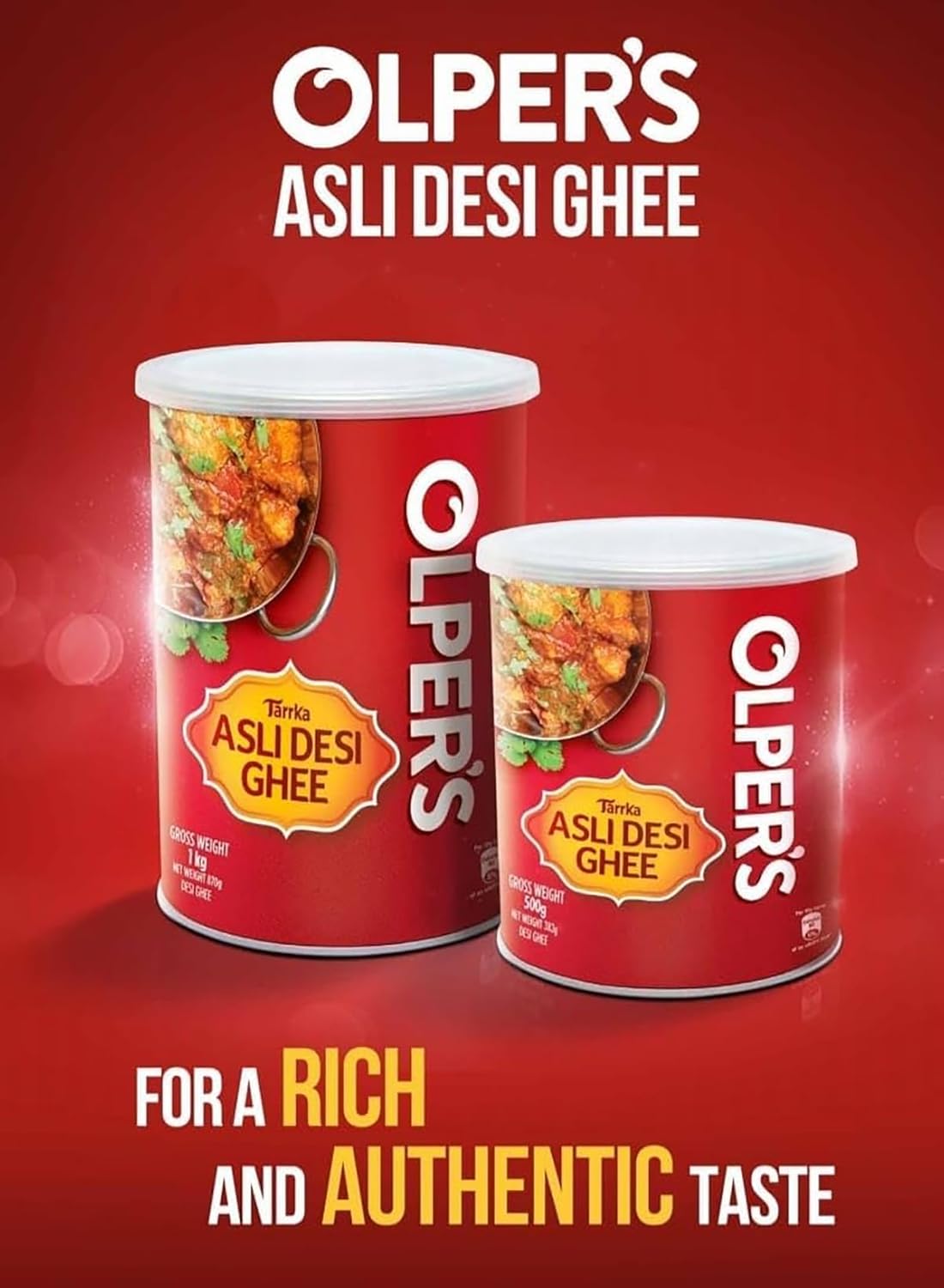 Olper's Tarrka Asli Desi Ghee 1 kg (35.27 Oz) | Pack of 3 | Authentic Clarified Butter | Ideal for Sautéing, Roasting, Baking and Curries