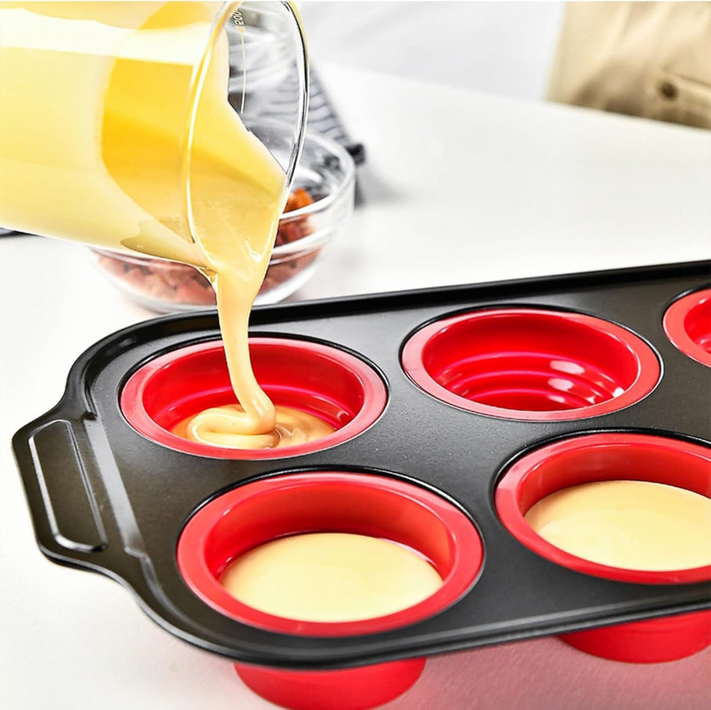 Silicone Muffin Pan, 6 Cups Muffin Pans for Baking with Metal Frame, Cupcake Pan, Egg Bite Molds, Muffin Tin Tray Easy to Pop Nonstick Non Toxic Bakeware for Oven