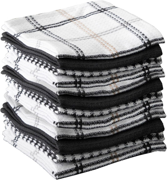 T-fal Premium Waffle Dish Cloths: Highly Absorbent, Super Soft Long Lasting - 100% Cotton, 12"x13" Towel for Cleaning & Drying, (12-Pack), Neutral