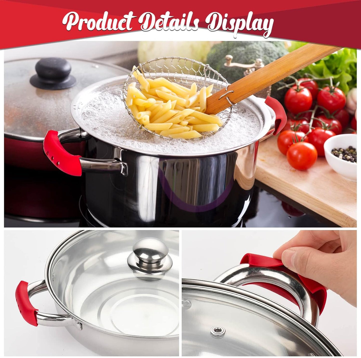 10Pcs Cast Iron Handle Cover, Silicone Hot Handle Holder, Heat Resistant Cast Iron Skillet Covers Potholder for Frying Pans and Griddles Kitchen Supplies