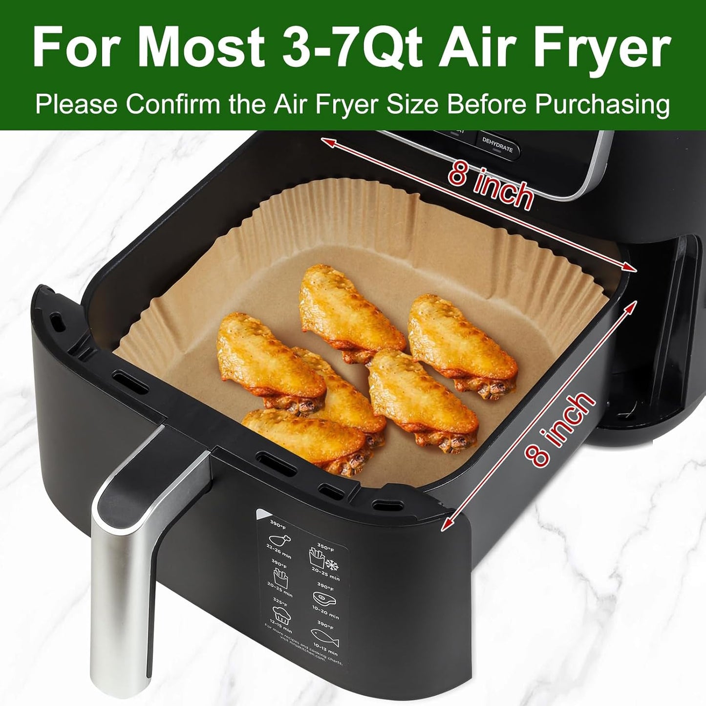 100 Pcs Non-Stick Disposable Parchment Paper Pads Air Fryer Liners Compatible with Ninja AG301 Indoor Grill Air Fryer