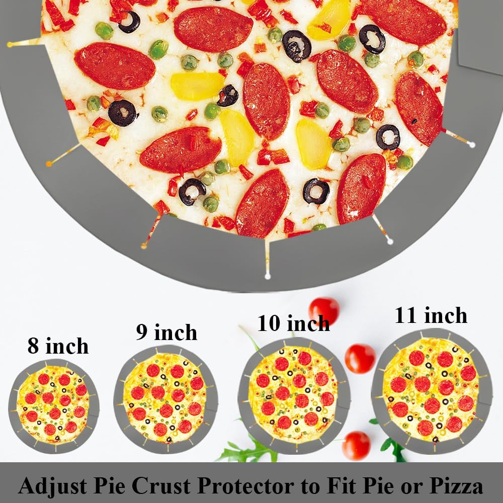 Silicone Pie Crust Shields, Adjustable Baking Pie Crust Shield Protector Cover for Edges, Baking Protectors Cover Ring Fits 8-11.4 Inch (Grey-1pcs)