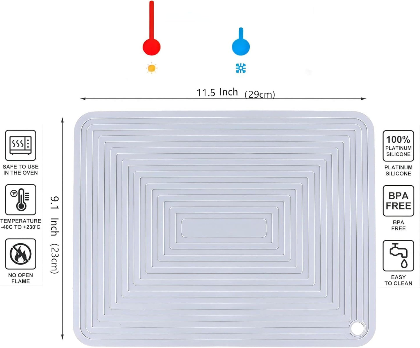 Silicone Trivets Mats Set, Trivets for Hot Dishes, Pots and Pans, 9 x 12 Inches Blue Silicone Hot Pads for Kitchen, Multi-Purpose Heat Resistant Pot Holder Mat Set 2