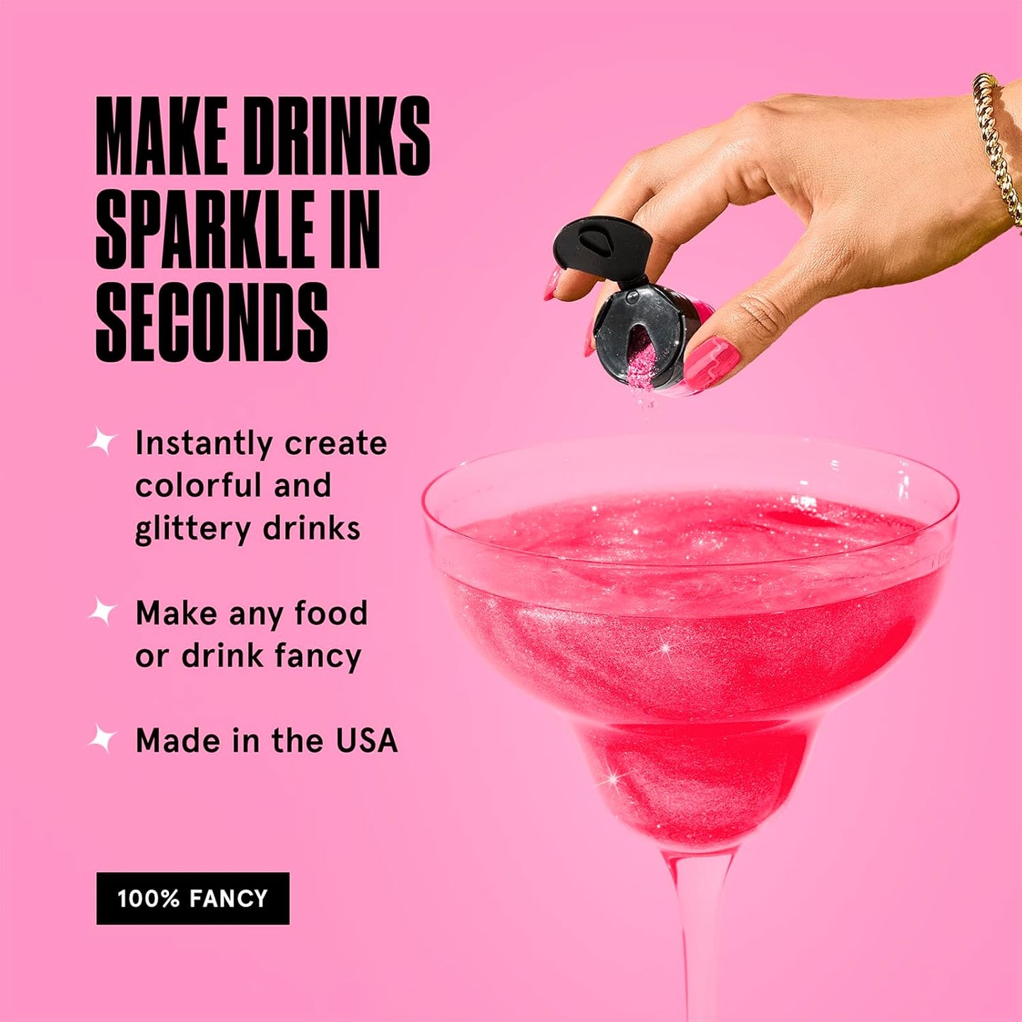 Fancy Sprinkles Tourmaline Pink Premium Edible Glitter, 100% Edible Glitter for Sparkling Food & Drinks No Taste or Texture (4gm)