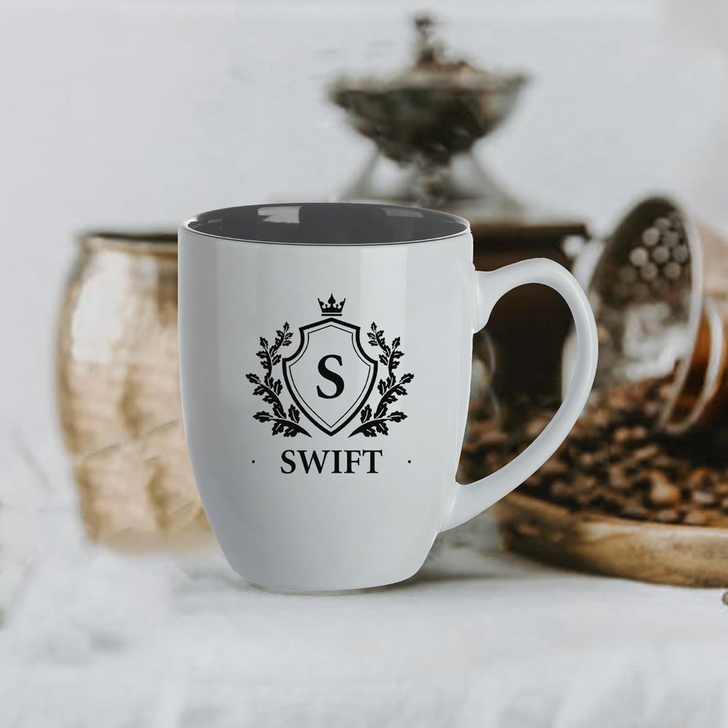 Personalized Coffee Mug - 15oz Engraved Mug with Custom Text & Name, Initials Monogram Tea Cup Gifts for Men & Women, Birthdays, Mother's Day, Anniversary, Customized Coffee Cup, Tazas Personalizadas