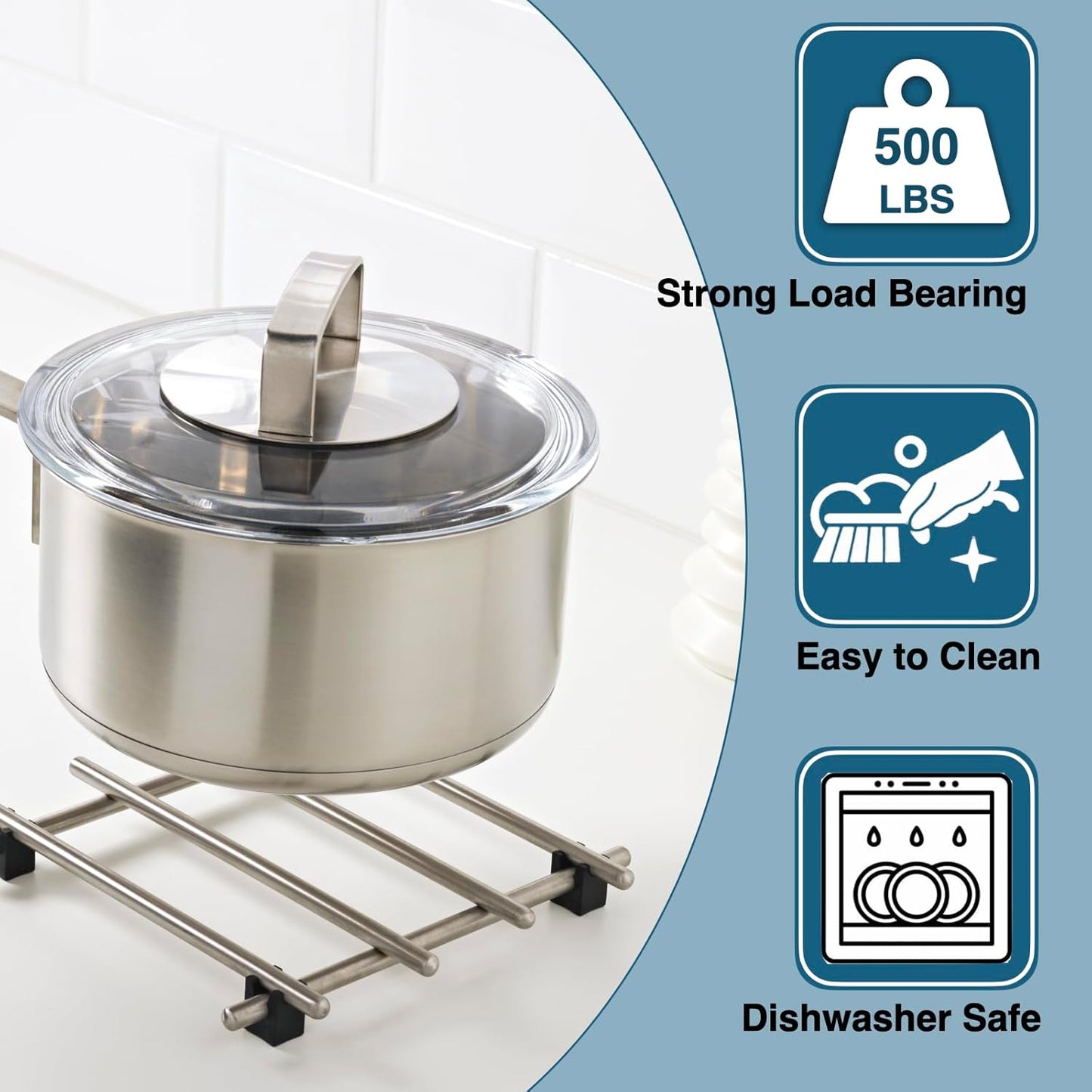 4Pcs Stainless Steel Trivet for Hot Dishes, Lightweight Metal Trivets for Hot Pots and Pans, Metal Cooling Racks, Heat Resistant Mats for Countertop Cooling, Cooking Baking Pans Holder, 7"x7"