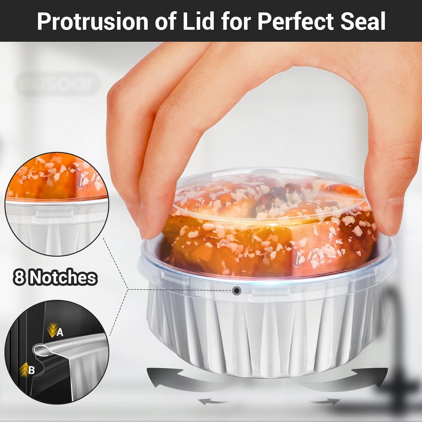 EUSOAR Disposable Creme Brulee Ramekins, Silver 60Packs 5oz Baking Cups with Lids Mini Muffin Liners, Dessert Cheesecake Pan Creme Brulee Cupcake Containers for Catering Gathering Club Wedding Party