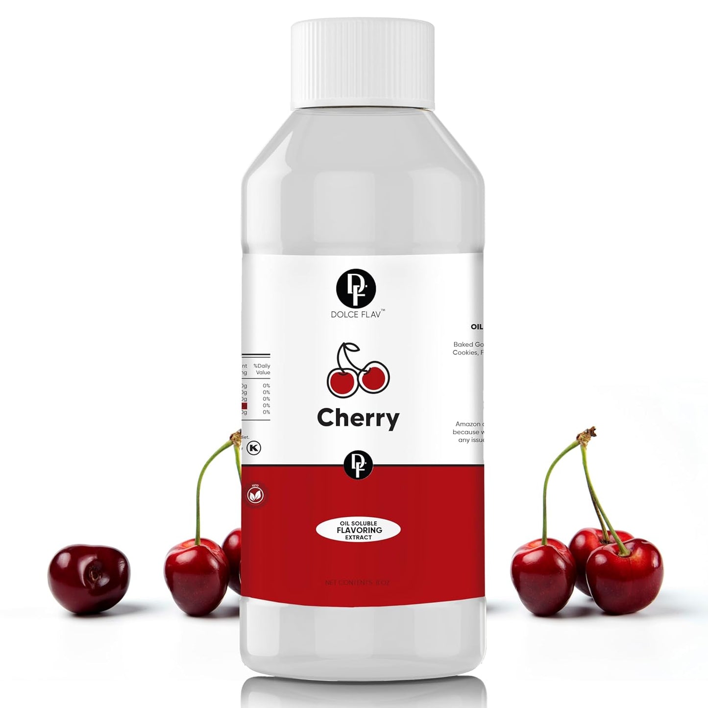 Dolce Flav Cherry Extract – 8 Ounce Oil-Soluble Kosher, Sugar-Free, Concentrated Fruity Flavor for Candy, Chocolates & Desserts, Includes Measured Dropper