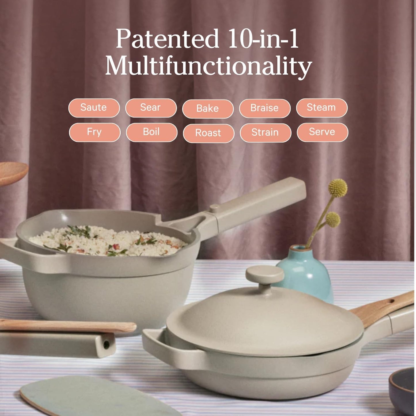 Our Place Mini Always Pan 2.0-8.5” (1.2 Qt) Nonstick, Toxin-Free Ceramic Cookware | Patented 10-in-1 Aluminum Frying & Sauté Pan | Safe for Oven, Induction & All Cooktops up to 450°F | Sage