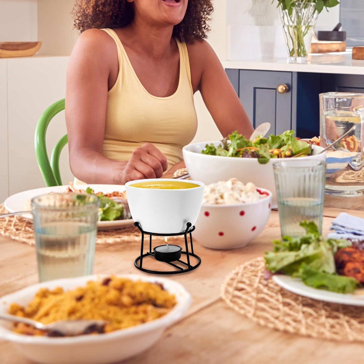 4 Pieces Butter Warmers,420ml Large Butter Warmer for Seafood Cheese,with 20 Pieces Tealight Candles Set for Melting Butter Chocolate Birthday Anniversary Christmas-White