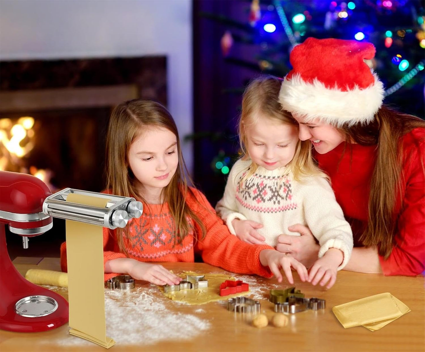 Pasta Maker Attachment for KitchenAid Mixers,3 in 1 Set Included Pasta Sheet Roller, Spaghetti and Fettuccine Cutter Accessories