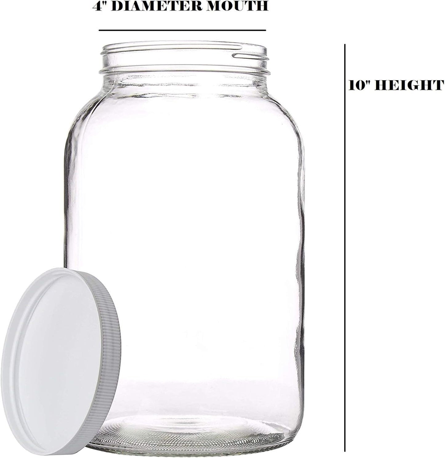 kitchentoolz 1 Gallon Glass Mason Jars – Extra Large Wide Mouth Jars with Airtight Lids – Perfect for Sourdough Starter, Fermenting, Pickling, and Storage – Made in the USA – Pack of 2